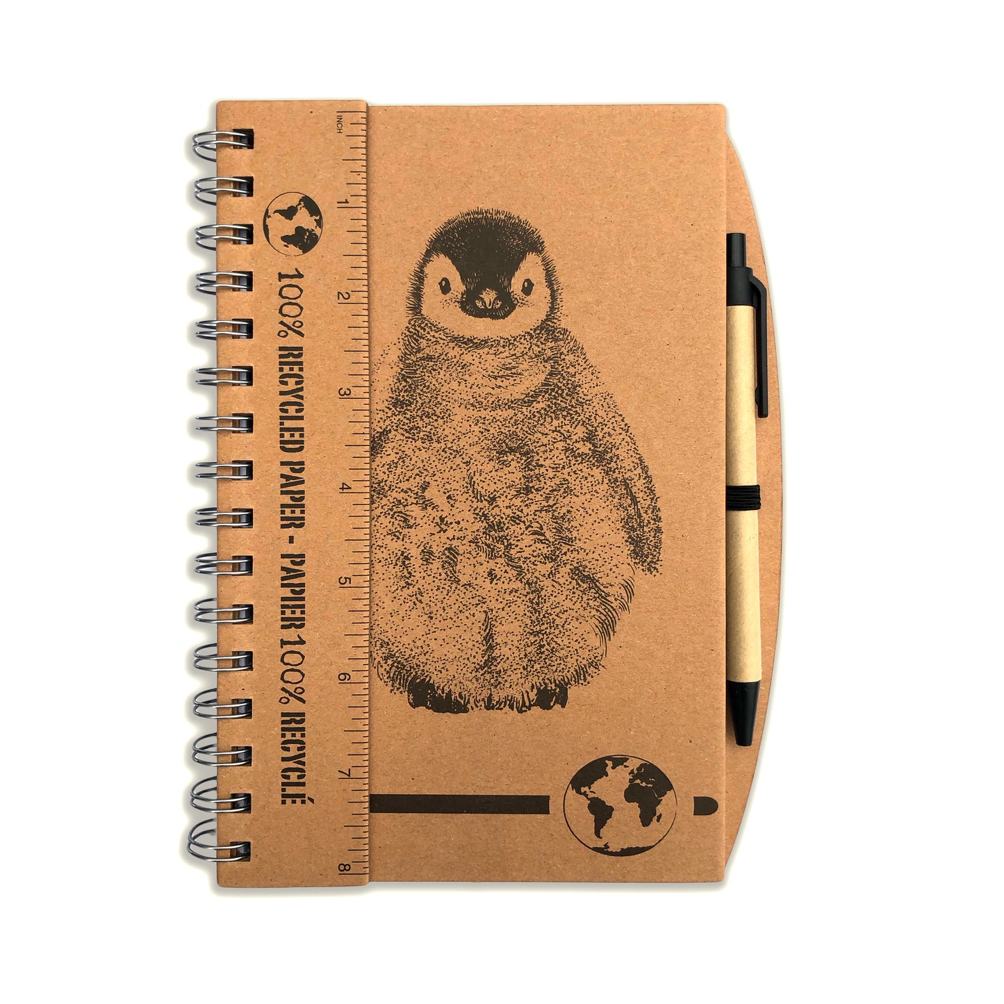 Recycled Paper A5 Penguin Notebook with Pen - Nature Planet